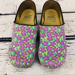Dansko floral clogs nurse shoes size 37